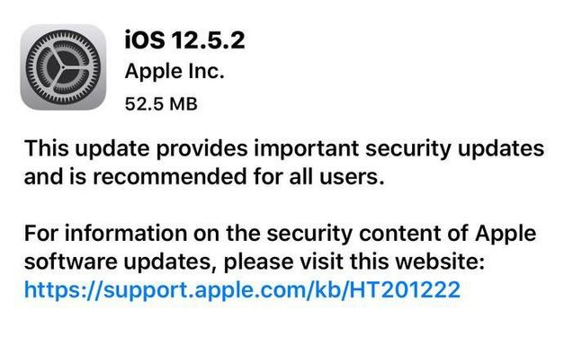 遂平苹果手机维修分享iOS12.5.2发布，建议所有老苹果用户安装 